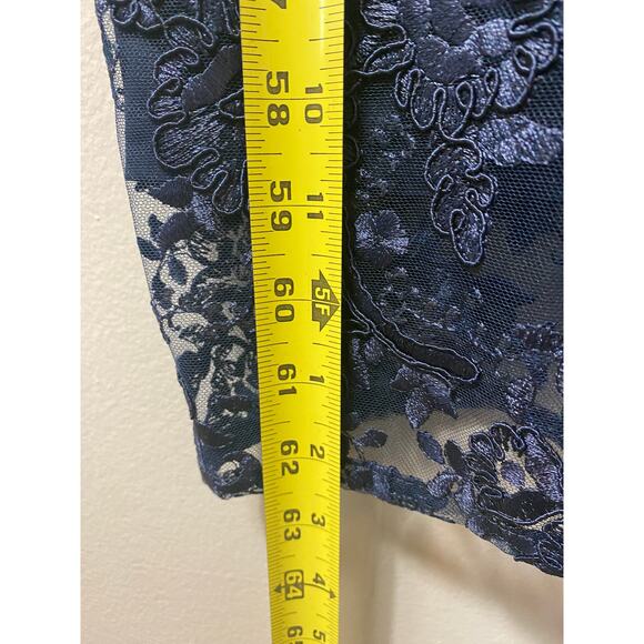 NWT ADRIANNA PAPELL DRESS FLORAL EMBROIDERED MIDNIGHT NAVY BLUE COLUMN GOWN MAXI - Picture 15 of 15